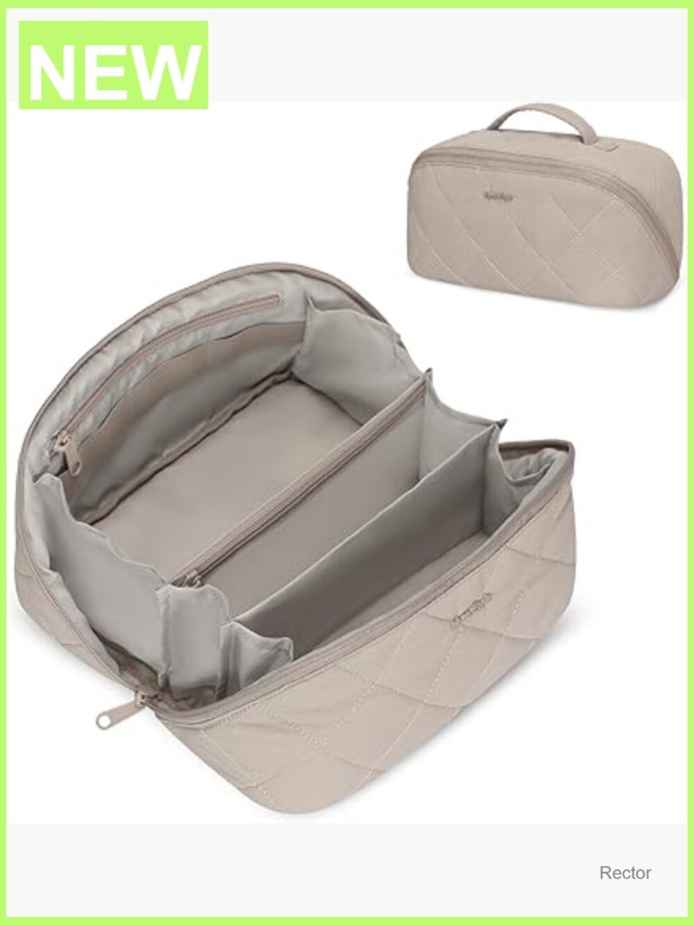 Travel Makeup Bag Puffy Cosmetic Organizer Pouch Open Flat Toiletry Bag for